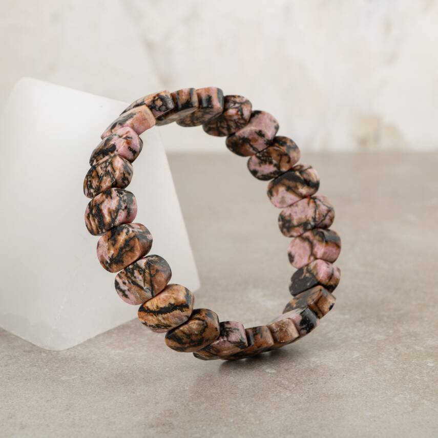 Rodonit Doğal Taş Geniş Kesim Bileklik - 1