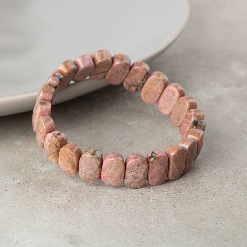 Rodonit Doğal Taş Geniş Kesim Bileklik - 7