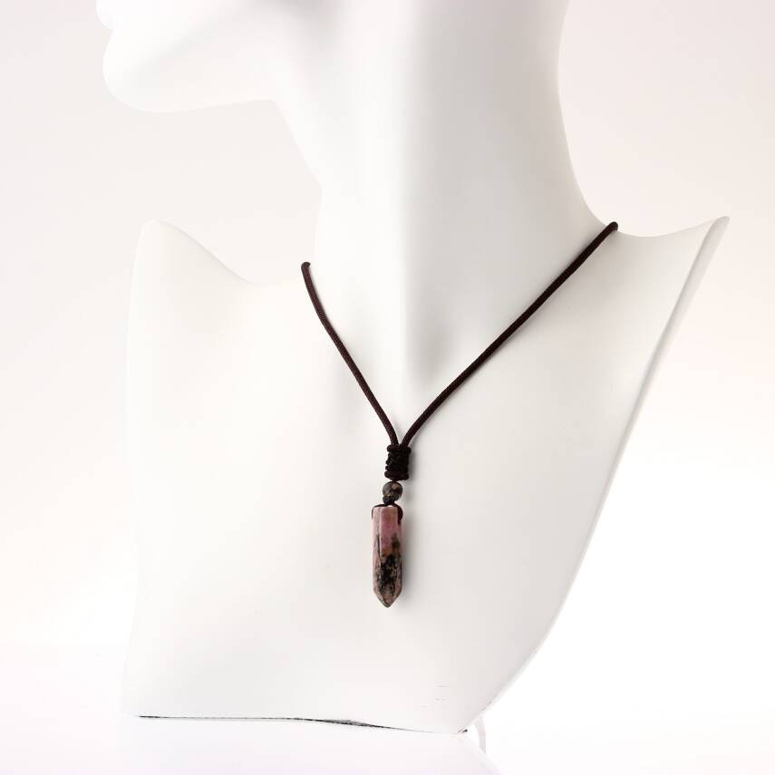 Rodonit Doğal Taş Kolye Ucu 3cm - 2