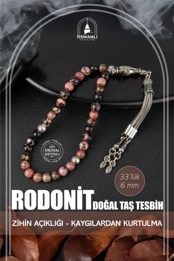 Rodonit Doğal Taş Tesbih 33lük - 6mm - 2