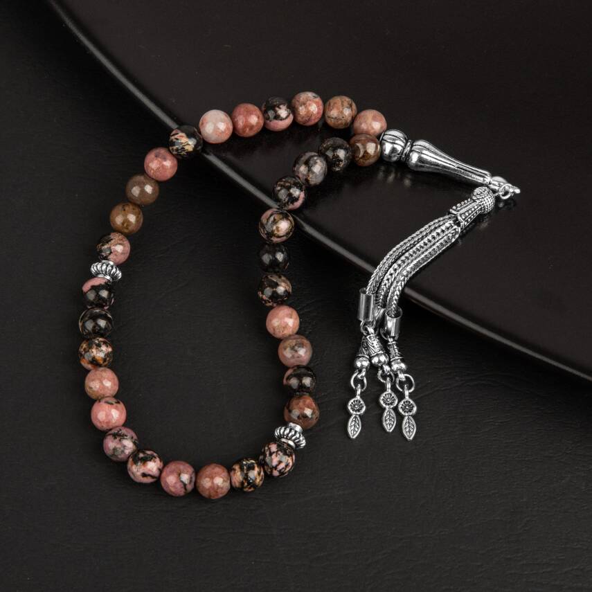 Rodonit Doğal Taş Tesbih 33lük - 8mm - 2