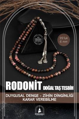 Rodonit Doğal Taş Tesbih 99luk - 6mm - 2