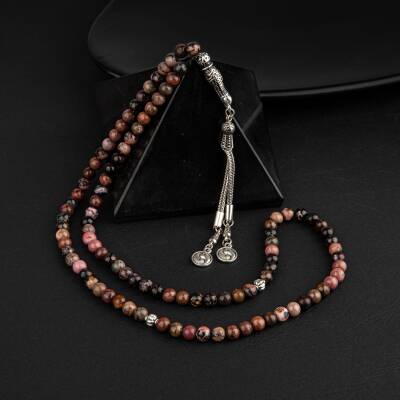 Rodonit Doğal Taş Tesbih 99luk - 6mm - 3