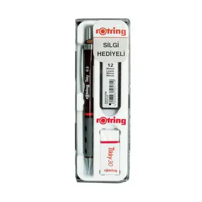 Rotring Tikky Bordo Okul Seti Uçlu Kalem + Uç + Silgi 0.5mm 3 Lü Set - 2