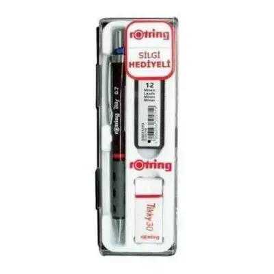Rotring Tikky Bordo Okul Seti Uçlu Kalem + Uç + Silgi 0.7mm 3 Lü Set - 2