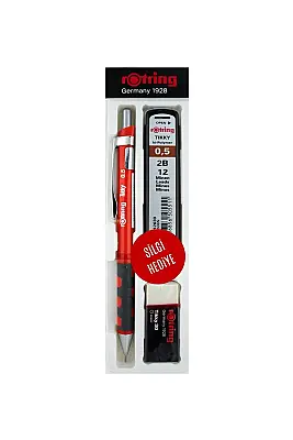 Rotring Tikky Kırmızı Okul Seti Uçlu Kalem + Uç + Silgi 0.5 mm 3 Lü Set - 1