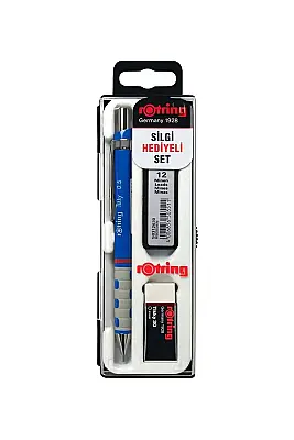 Rotring Tikky Mavi Okul Seti Uçlu Kalem + Uç + Silgi 0.5 mm 3 Lü Set - 1