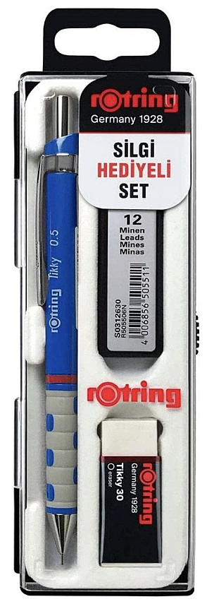 Rotring Tikky Mavi Okul Seti Uçlu Kalem + Uç + Silgi 0.5 mm 3 Lü Set - 2