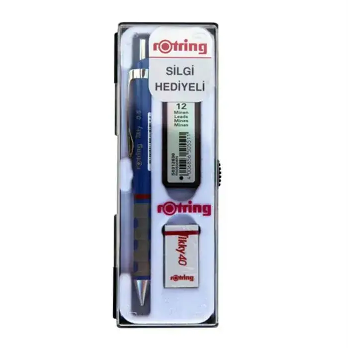 Rotring Tikky Mavi Okul Seti Uçlu Kalem + Uç + Silgi 0.5mm 3 Lü Set - 1