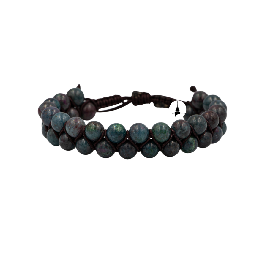 Ruby Kiyanit 6mm Çift Sıra Makrome Doğal Taş Bileklik - 2