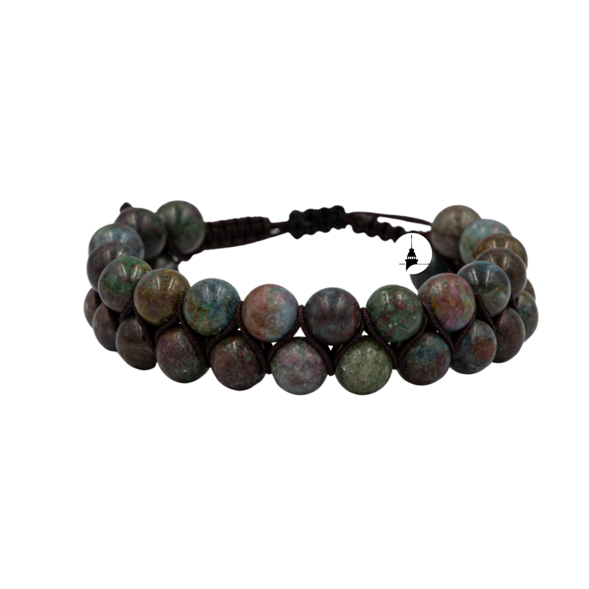 Ruby Kiyanit 8mm Çift Sıra Makrome Doğal Taş Bileklik - 1