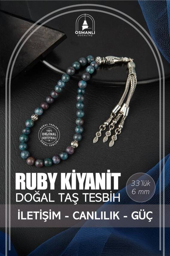 Ruby Kiyanit Doğal Taş Tesbih 33lük - 6mm - 2