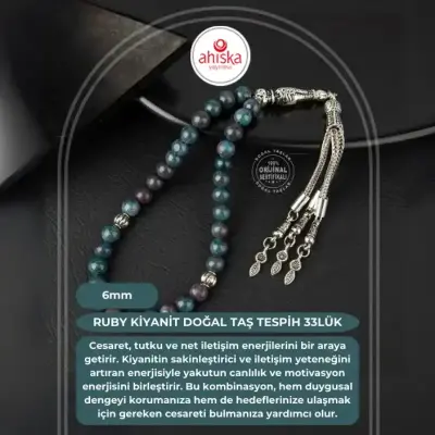 Ruby Kiyanit Doğal Taş Tesbih 33lük - 6mm - Doğal Taş (1)
