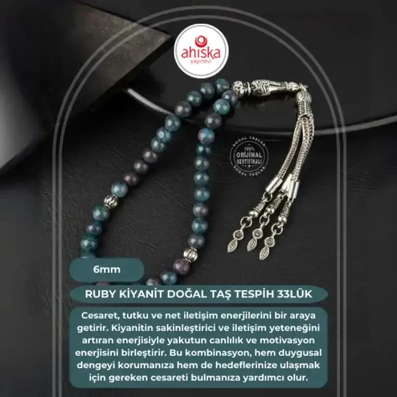 Ruby Kiyanit Doğal Taş Tesbih 33lük - 6mm - 2