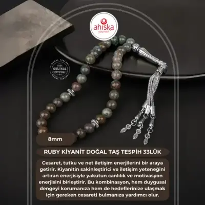 Ruby Kiyanit Doğal Taş Tesbih 33lük - 8mm - Doğal Taş (1)