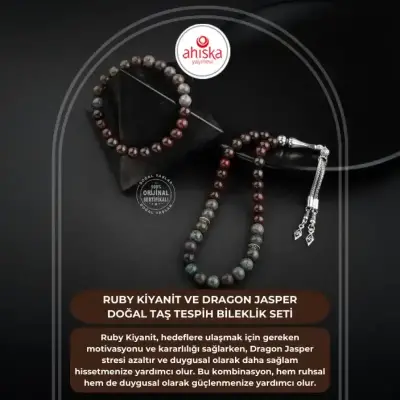 Ruby Kiyanit-Dragon Jasper Doğal Taş Tesbih Bileklik Seti - Doğal Taş (1)