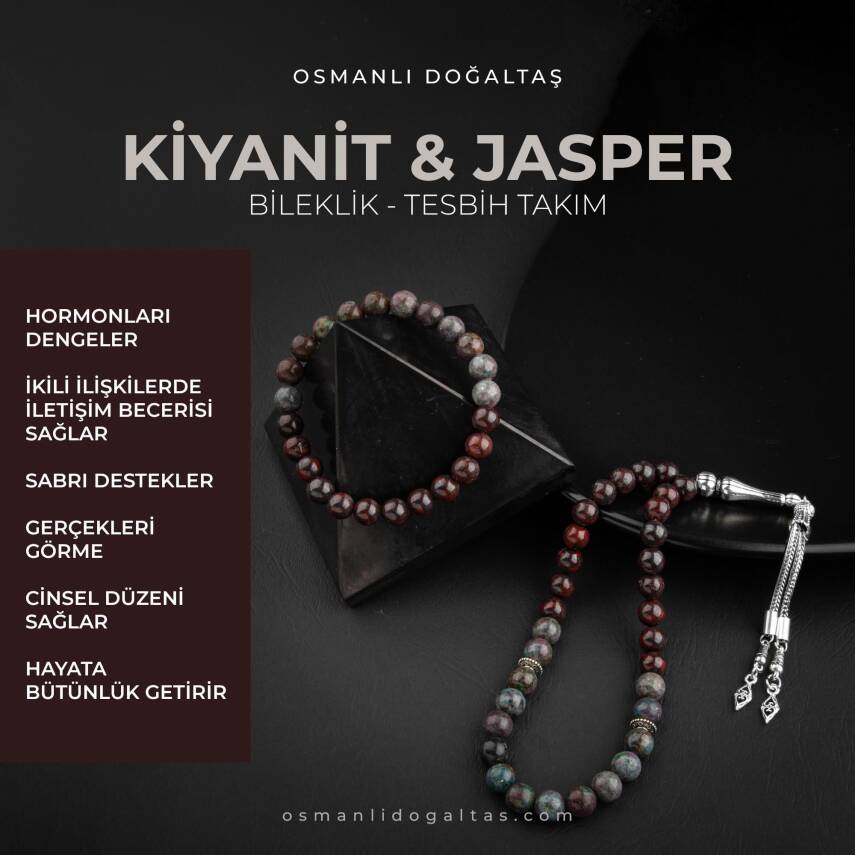 Ruby Kiyanit-Dragon Jasper Doğal Taş Tesbih Bileklik Seti - 1