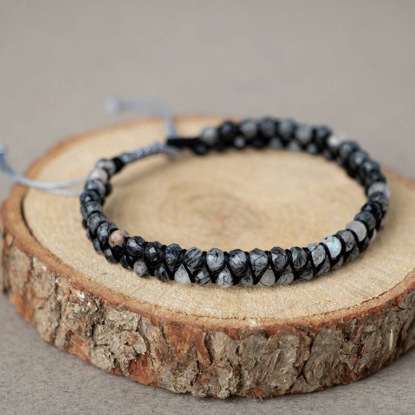 Rutilli Kuvars 3-4mm Çift Sıra Doğal Taş Bileklik - 1