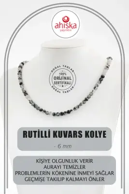Rutilli Kuvars 6 mm Dizi Doğal Taş Kolye - 1