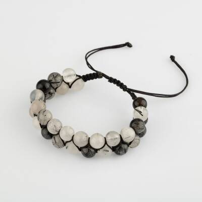 Rutilli Kuvars 8mm Çift Sıra Makrome Doğal Taş Bileklik - Osmanlı Doğaltaş