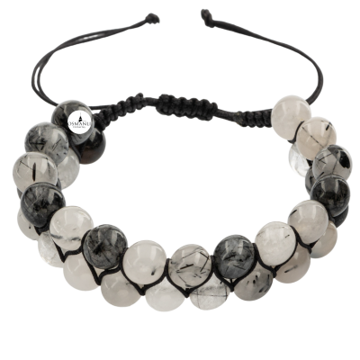 Rutilli Kuvars 8mm Çift Sıra Makrome Doğal Taş Bileklik - 2