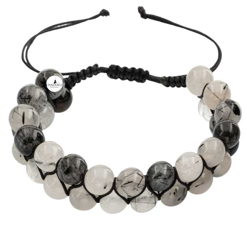 Rutilli Kuvars 8mm Çift Sıra Makrome Doğal Taş Bileklik - 2