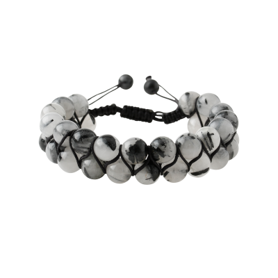 Rutilli Kuvars 8mm Çift Sıra Makrome Doğal Taş Bileklik - 3