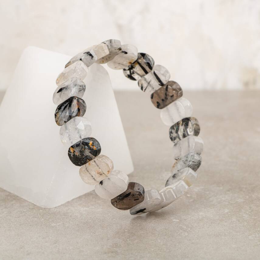 Rutilli Kuvars Doğal Taş Geniş Kesim Bileklik - 1
