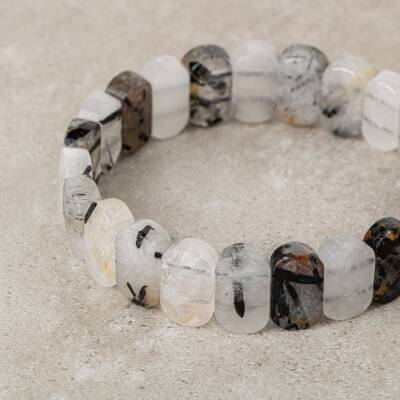 Rutilli Kuvars Doğal Taş Geniş Kesim Bileklik - 2