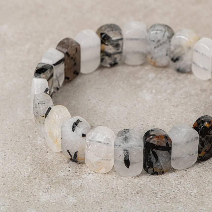 Rutilli Kuvars Doğal Taş Geniş Kesim Bileklik - 2