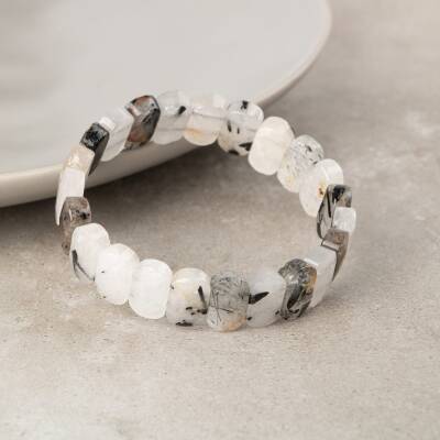 Rutilli Kuvars Doğal Taş Geniş Kesim Bileklik - 3