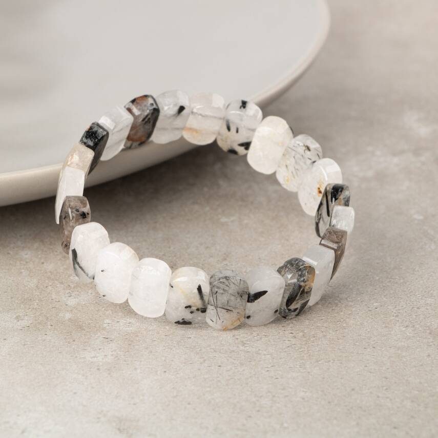 Rutilli Kuvars Doğal Taş Geniş Kesim Bileklik - 3
