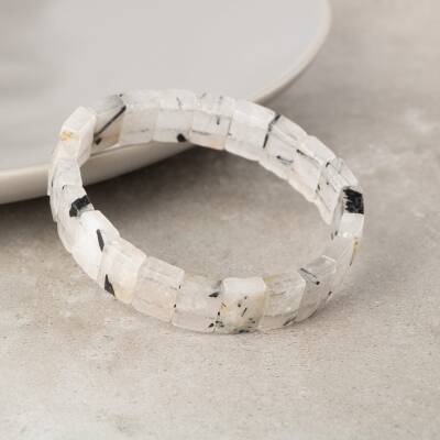 Rutilli Kuvars Doğal Taş Kare Kesim Geniş Kesim Bileklik - Osmanlı Doğaltaş