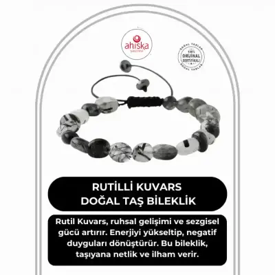 Rutilli Kuvars Natürel Kesim Doğal Taş Bileklik - 1