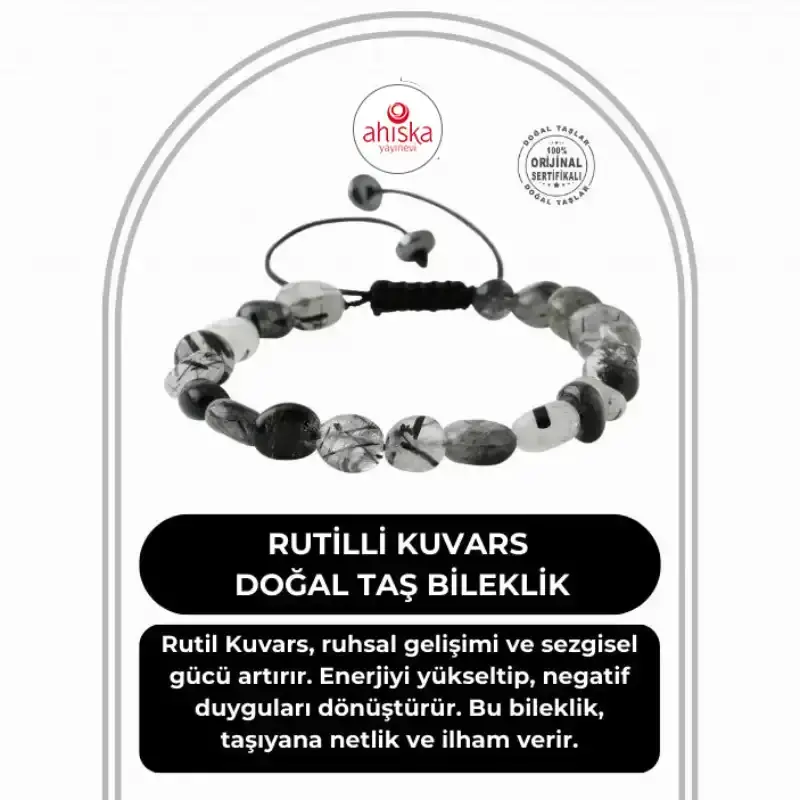 Rutilli Kuvars Natürel Kesim Doğal Taş Bileklik - 1