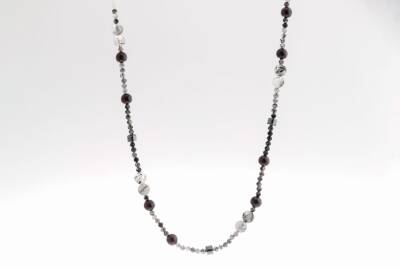 Safira, Rutilli Kuvars Granat Lal Doğal Taş Kolye - 2