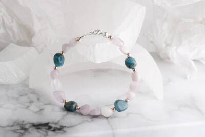 Sarel, Apatit-Pembe Gül Kuvars Doğaltaş Bileklik - 4