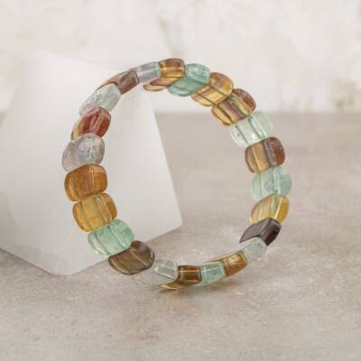 Sarı Florit Doğal Taş Geniş Kesim Bileklik - 2