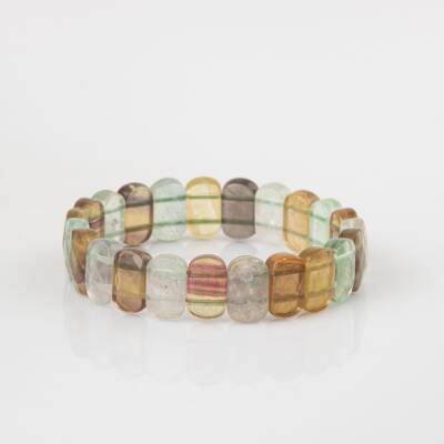 Sarı Florit Doğal Taş Geniş Kesim Bileklik - 4