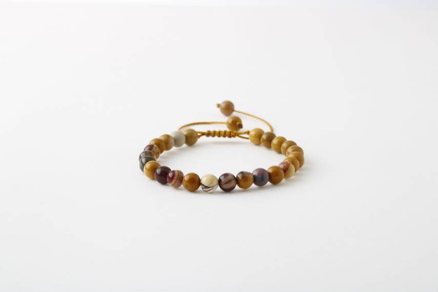 Sarı Jasper 6mm Merdiven Kapama Doğal Taş Bileklik - 1