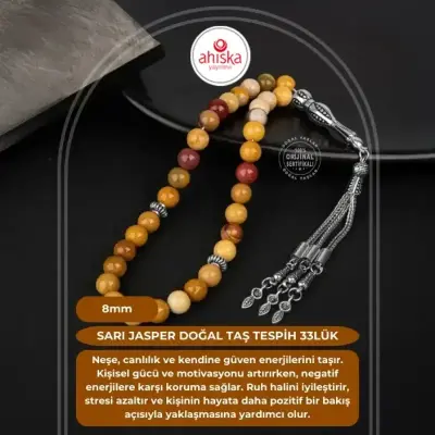 Sarı Jasper Doğal Taş Tesbih 33lük - 8mm - 1