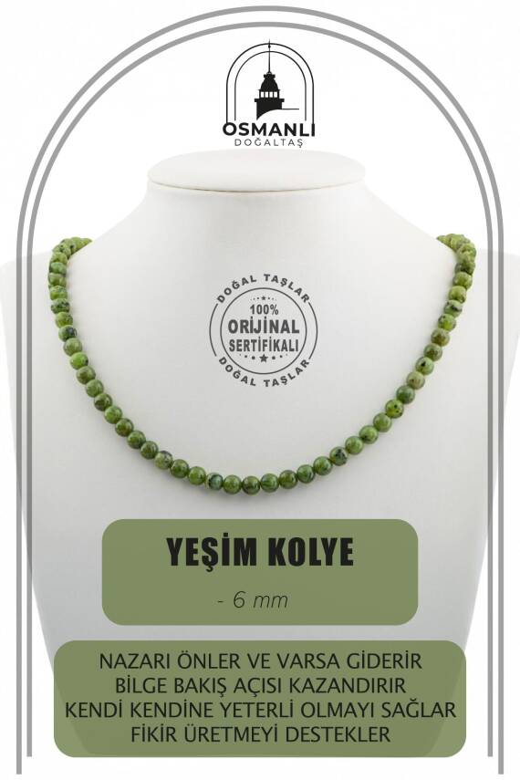 Sarı Kaplan Gözü 6 mm Dizi Doğal Taş Kolye - 1