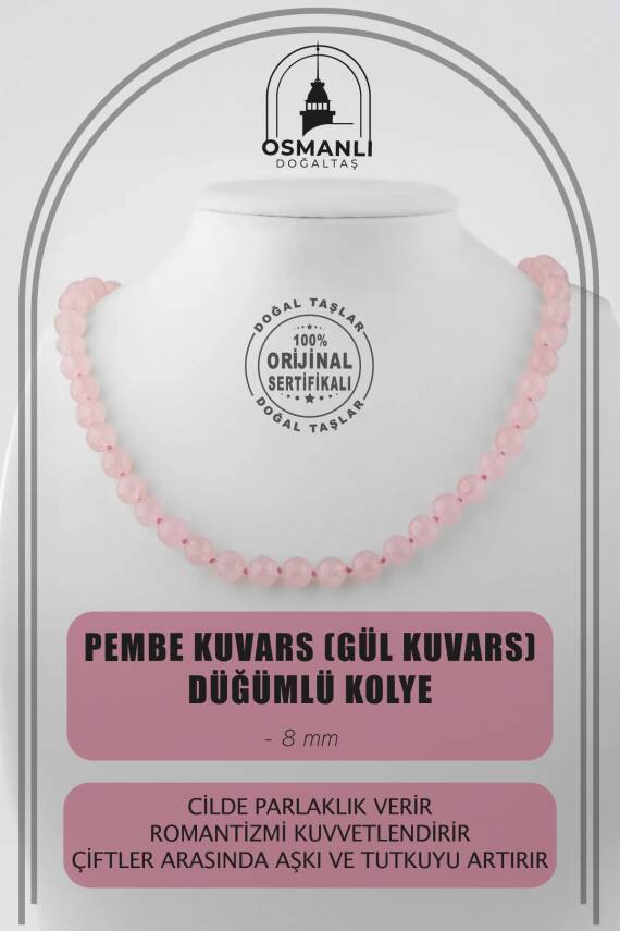 Sarı Lav Taşı 8 mm Düğümlü Doğal Taş Kolye - 1