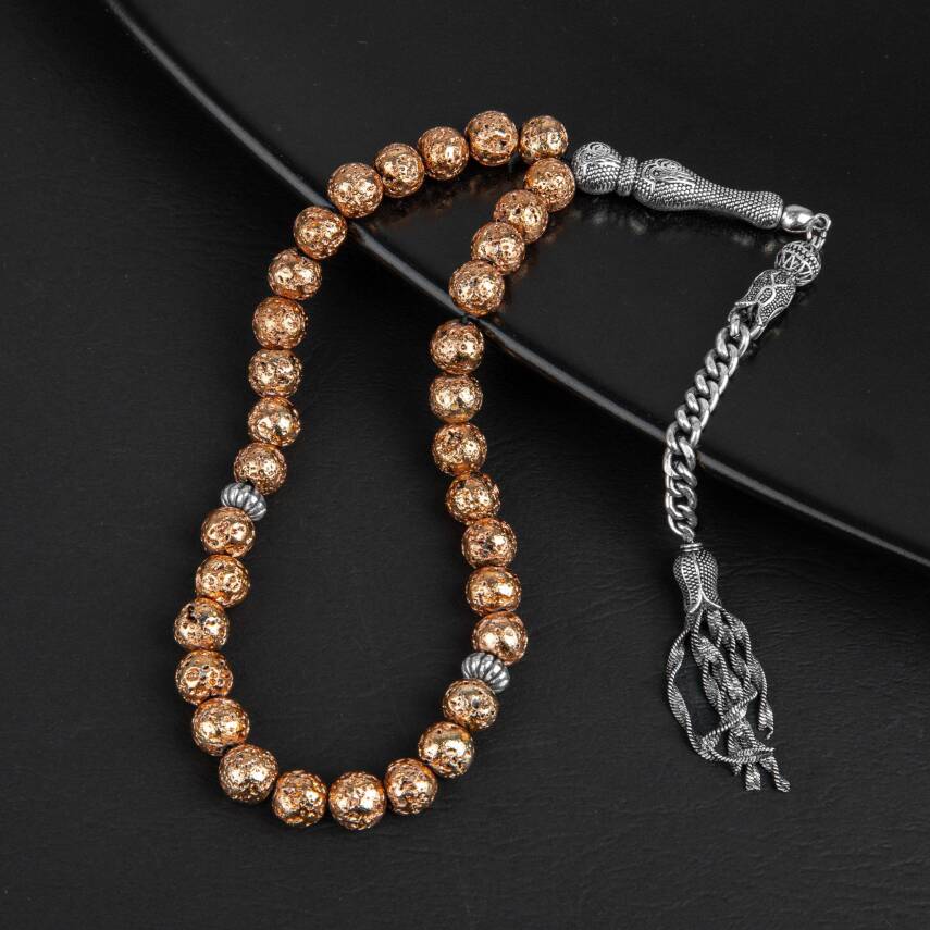 Sarı Lav Taşı Doğal Taş Tesbih 33lük - 8mm - 3