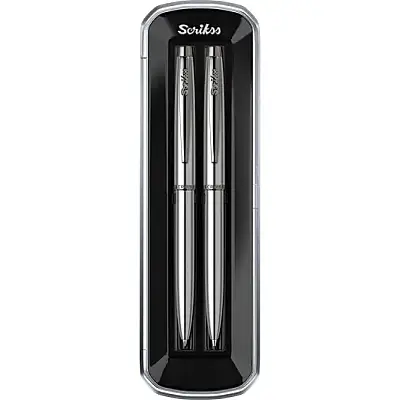 Scrikss 108M Prestige Tükenmez + Mekanik Kurşun Kalem Takım Krom - 3