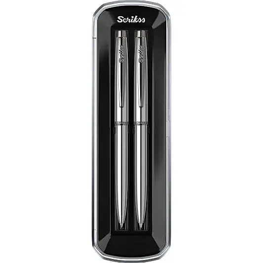 Scrikss 108M Prestige Tükenmez + Mekanik Kurşun Kalem Takım Krom - 4