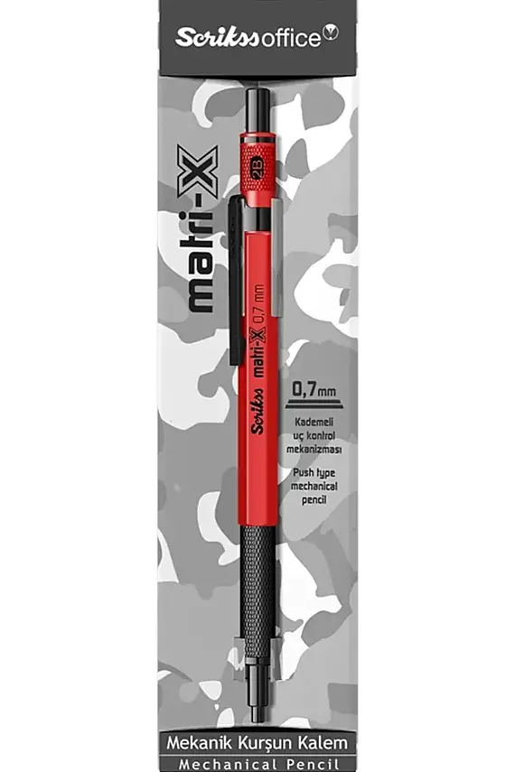 Scrikss Matri-X Mekanik Kurşun Kalem 0.7 mm Kırmızı - 3