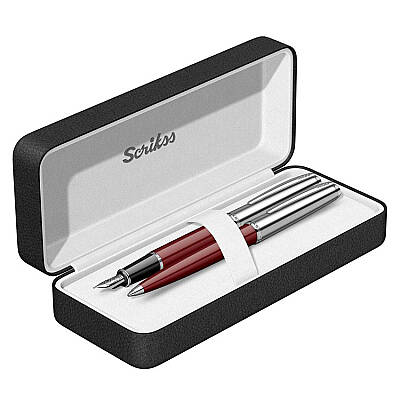 Scrikss Metropolis 78 Dolma Kalem + Tükenmez Kalem Takım Bordo M Uç - Scrikss
