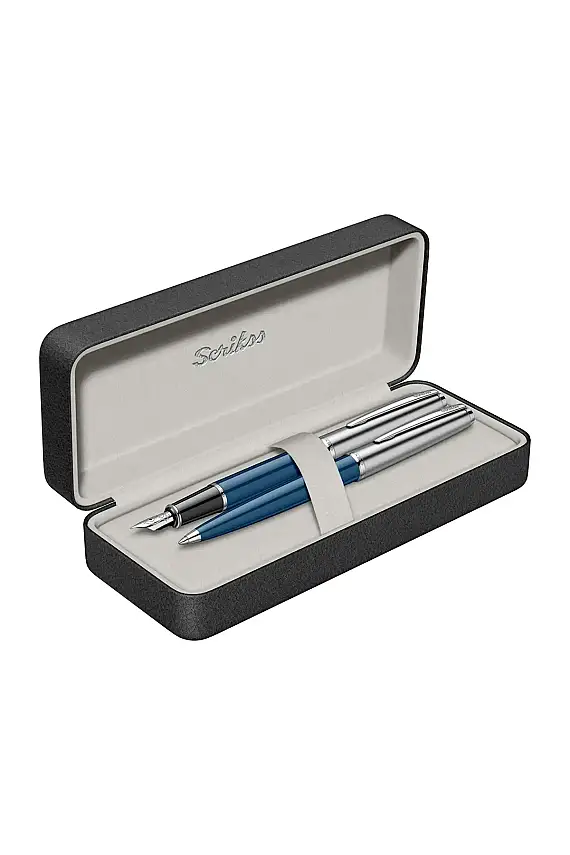 Scrikss Metropolis 78 Dolma Kalem + Tükenmez Kalem Takım Lacivert M Uç - 1