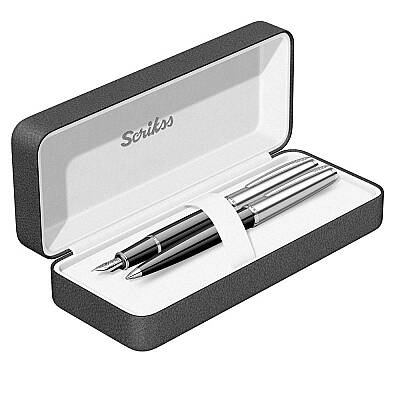 Scrikss Metropolis 78 Dolma Kalem + Tükenmez Kalem Takım Siyah M Uç - Scrikss (1)